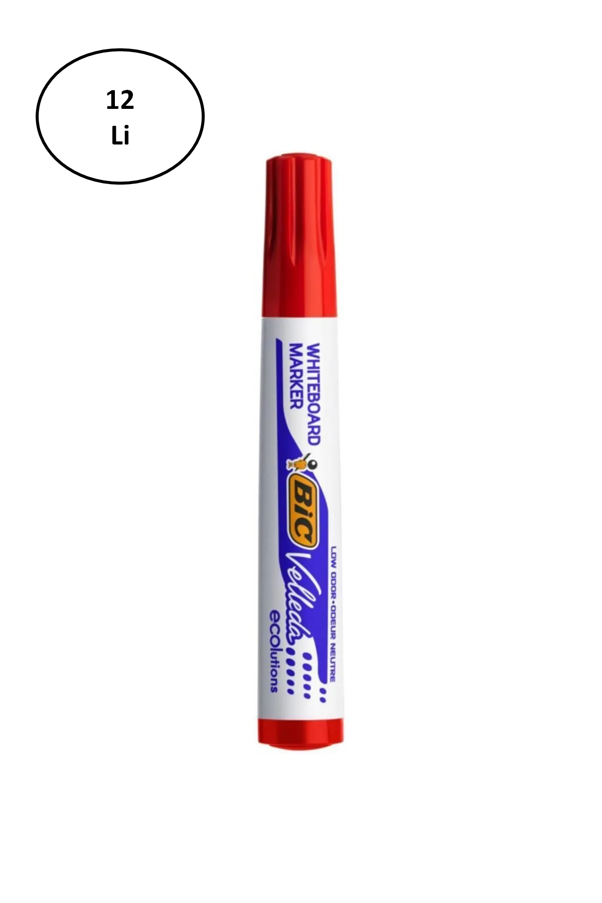 Bic Velleda 1701 Eco Yuvarlak Uç Beyaz Tahta Kalemi Kırmızı (12 Li Kutu) - Lisinya