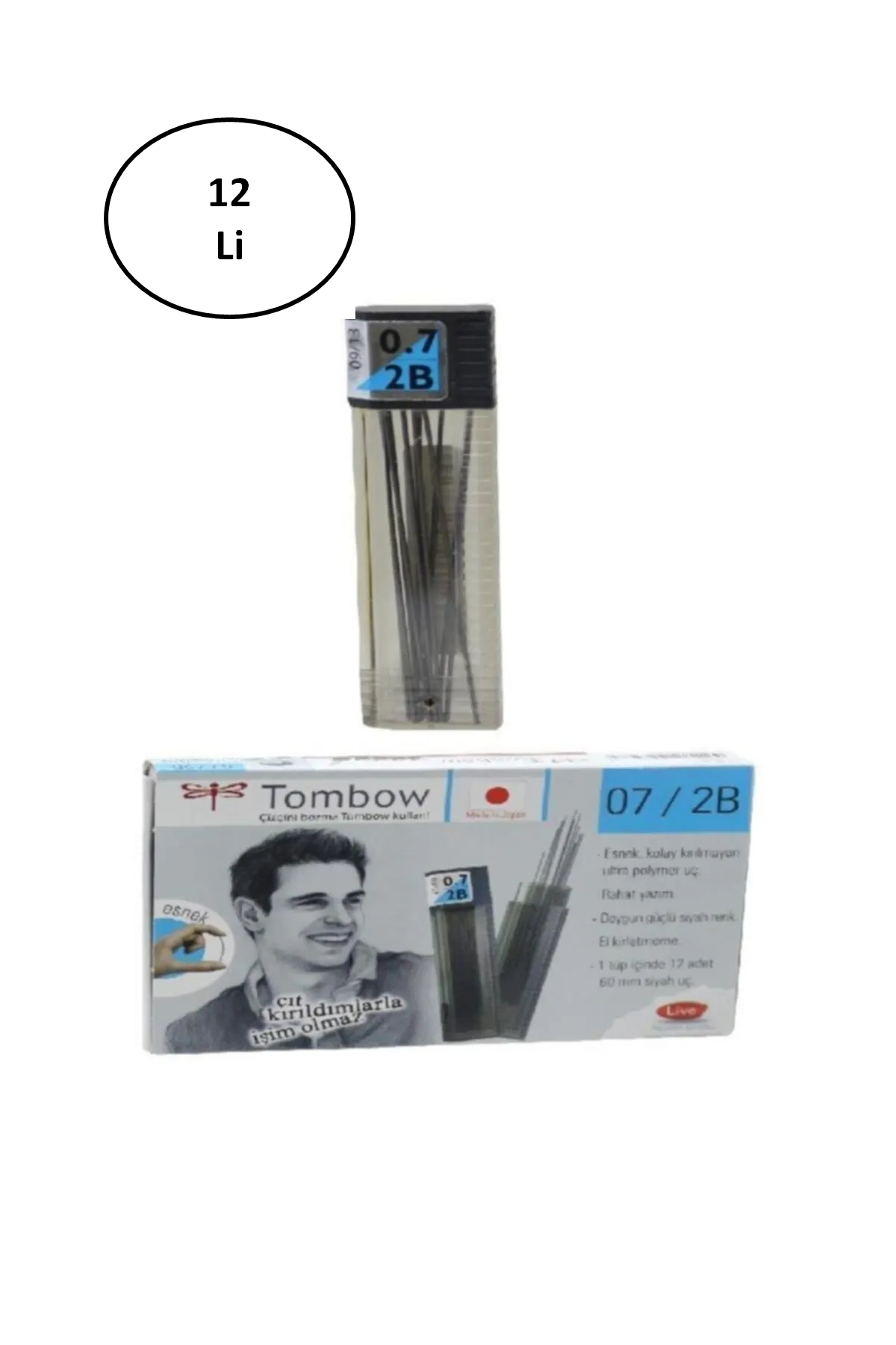 Tombow Min 0,7 Mm 2b Versatil Kalem Ucu Klasik 12 Li - Lisinya