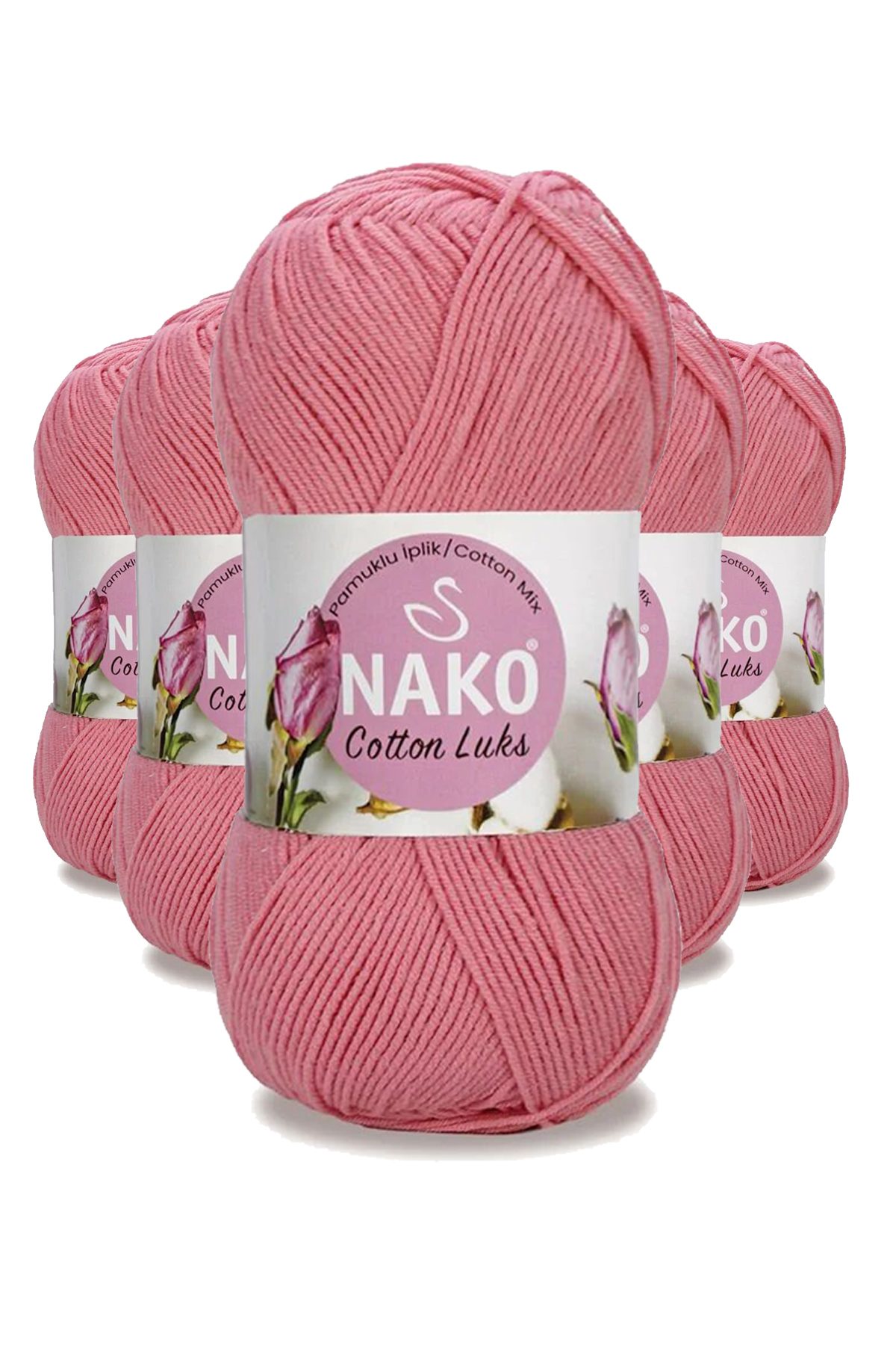 5 Adet Cotton Lüks Yelek Tunik Kazak Bluz Hırka İpi Yünü Gül Pembe 97551 - Lisinya