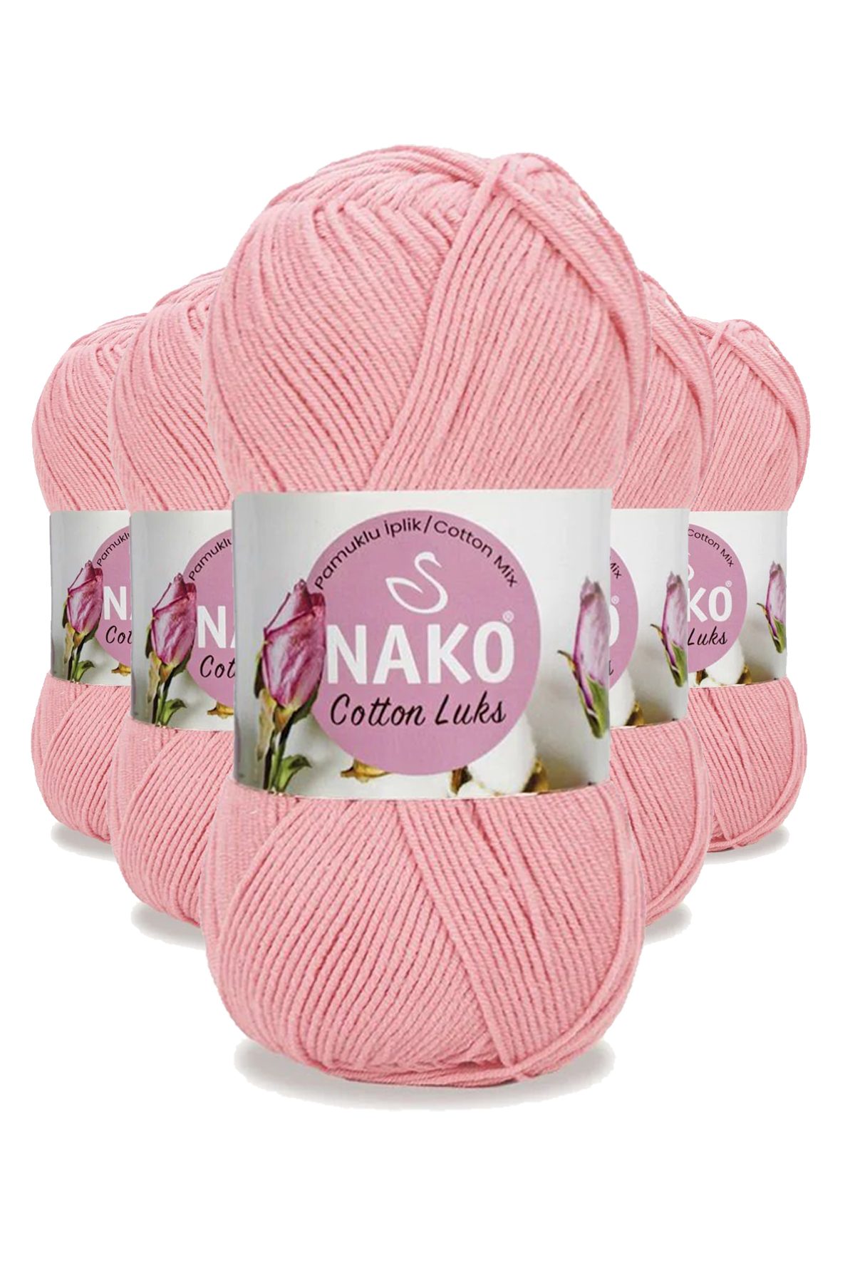 5 Adet Cotton Lüks Yelek Tunik Kazak Bluz Hırka İpi Yünü Açık Pembe 97548 - Lisinya