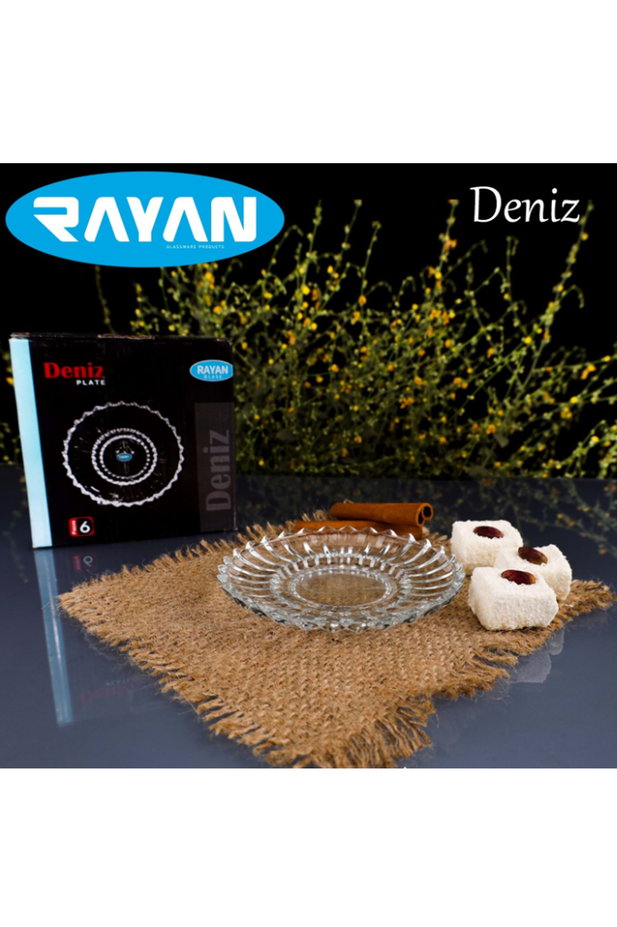 Deniz Plate 6'lı Cam Çay Tabağı Lisinya-82633 - Lisinya