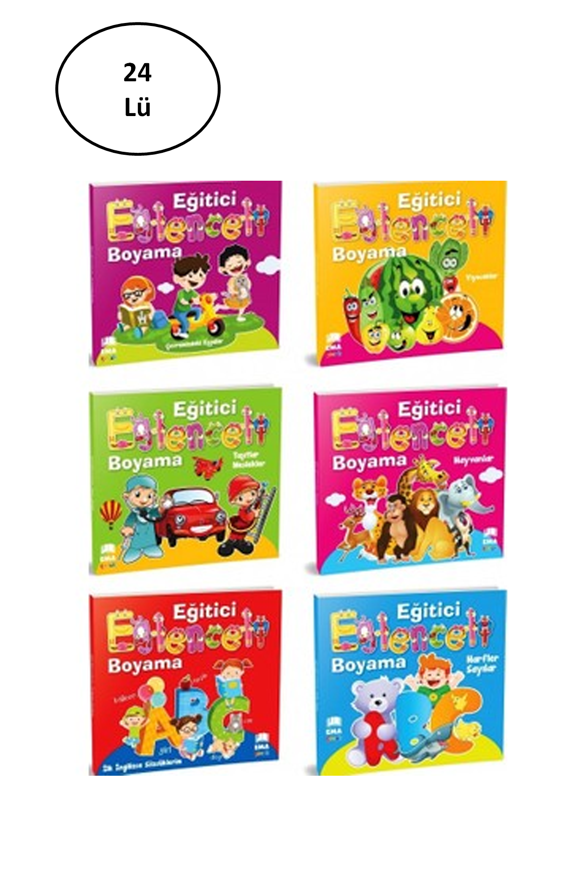 Ema Çocuk Eğitici Eğlenceli Boyama Kitap Seti - 6 Kitap 24'lü - Lisinya