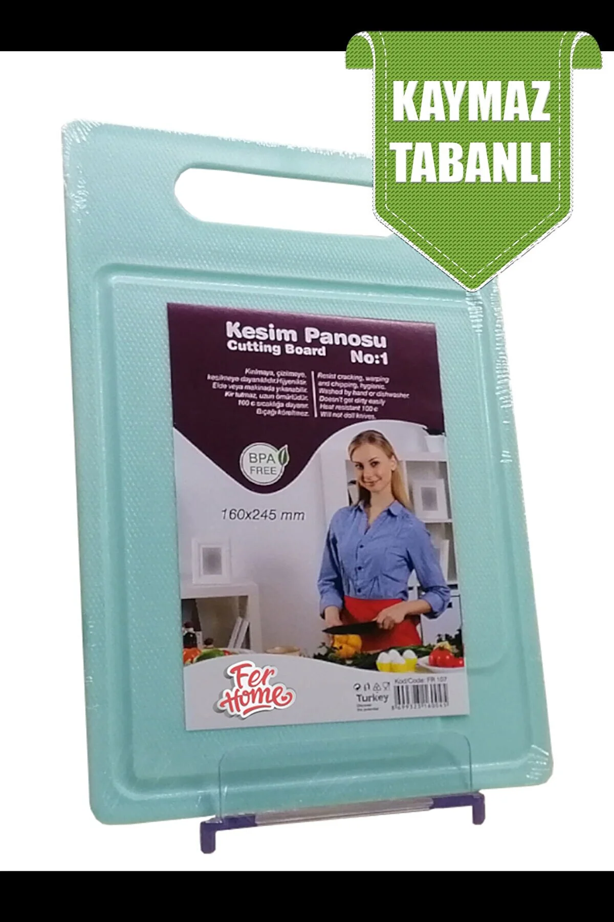 Kesme Tahtası Kaydırmaz Plastik Kesme Sunum Tahtası Pratik Kesim Panosu 160x245 Mm Lisinya-FR-107 - Lisinya