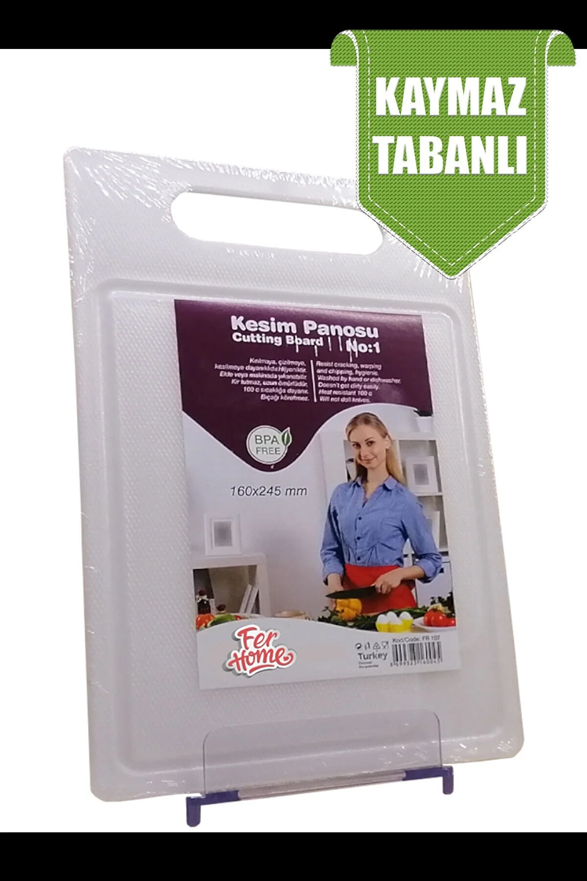 Kesme Tahtası Kaydırmaz Plastik Kesme Sunum Tahtası Pratik Kesim Panosu 160x245 Mm Lisinya-FR-107 - Lisinya