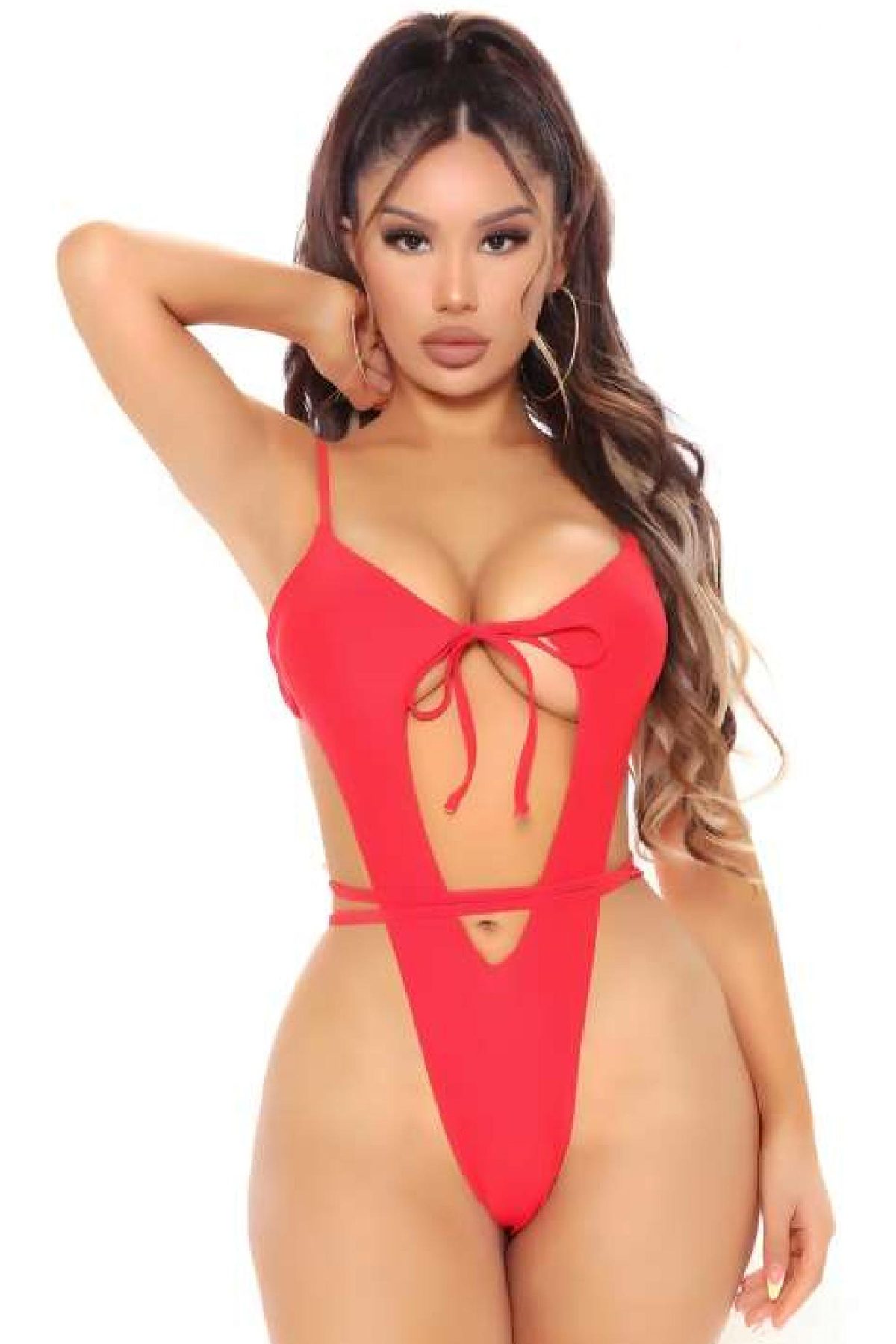 Kadın Babydoll Fantezi Harness Erotik Kıyafet 2051 Kırmızı - Lisinya - Lisinya