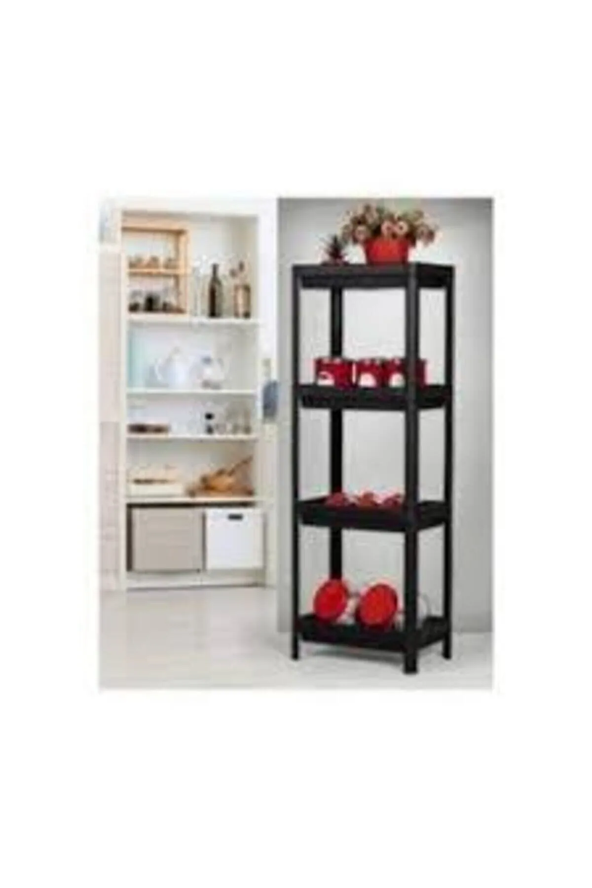 Shelf Unit Raf Ünitesi Siyah Renk 4 Katlı Lisinya-81414 - Lisinya