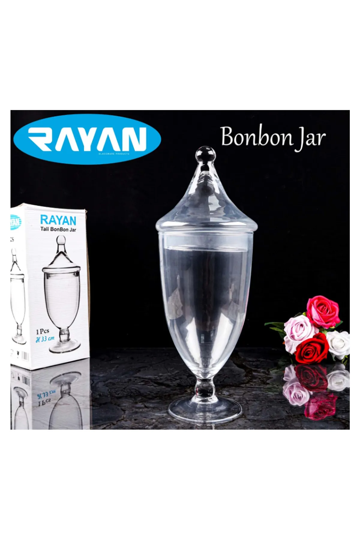 Bonbon Jar Tall Ayaklı Fanus Şekerlik 33 Cm. Lisinya-81190 - Lisinya