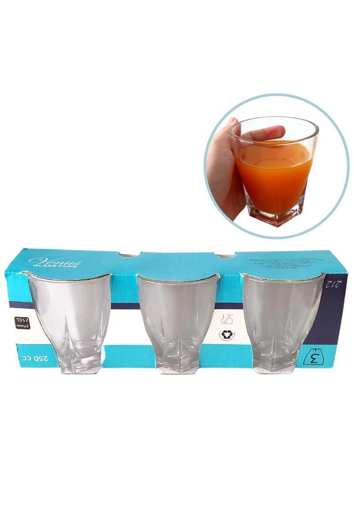 Venüs 3'lü Su Bardağı 250Ml Lisinya-212 - Lisinya