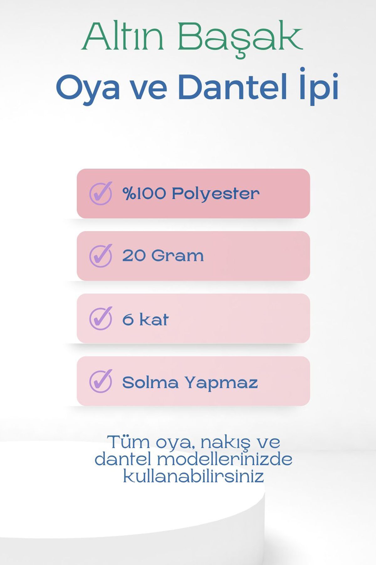 Altınbaşak Oya ve Dantel İpi 20 gr - Lisinya - No: BEYAZ - Lisinya