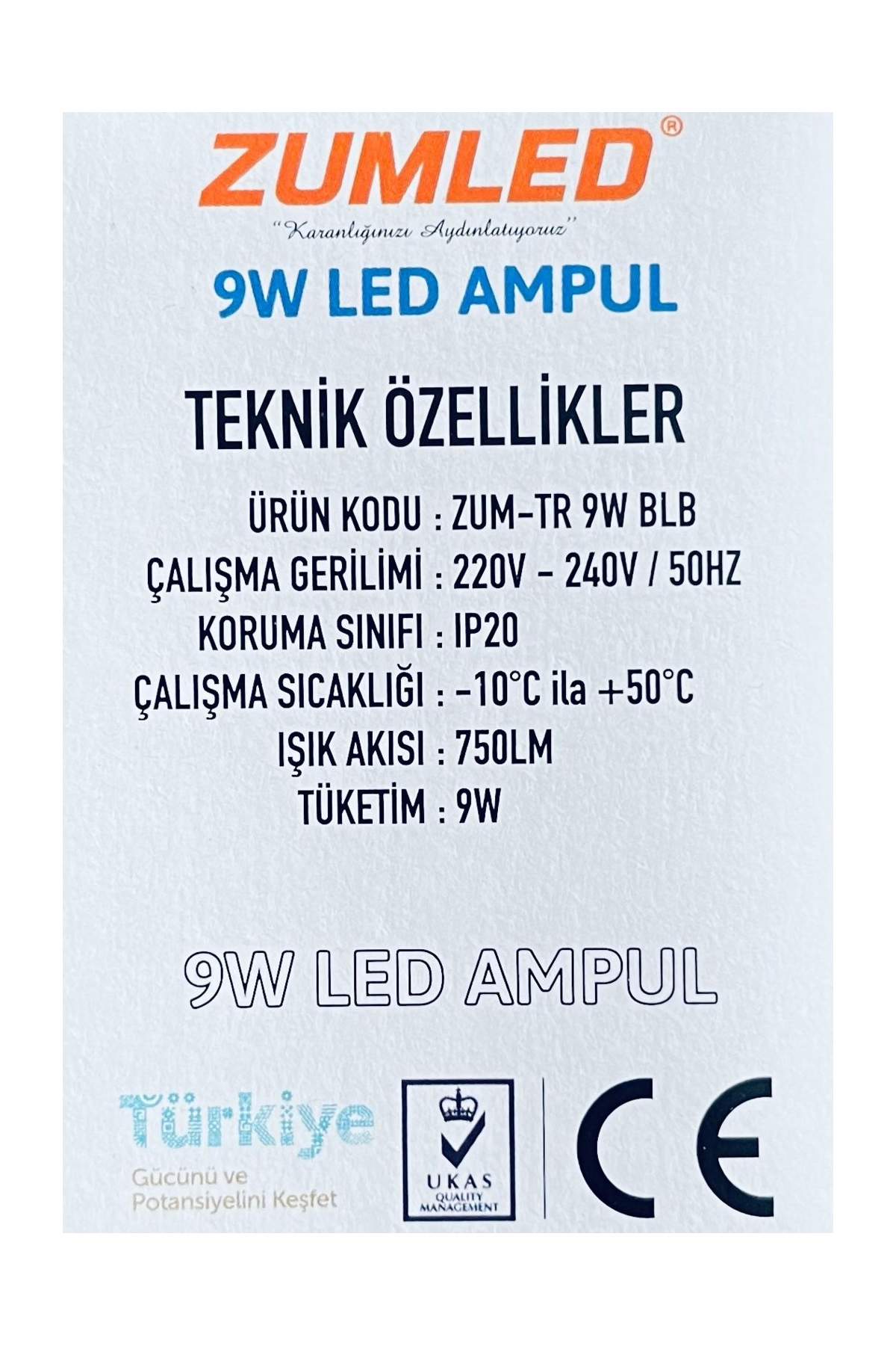 Zumled 9W Beyaz LED Ampul Lisinya-201 - Lisinya