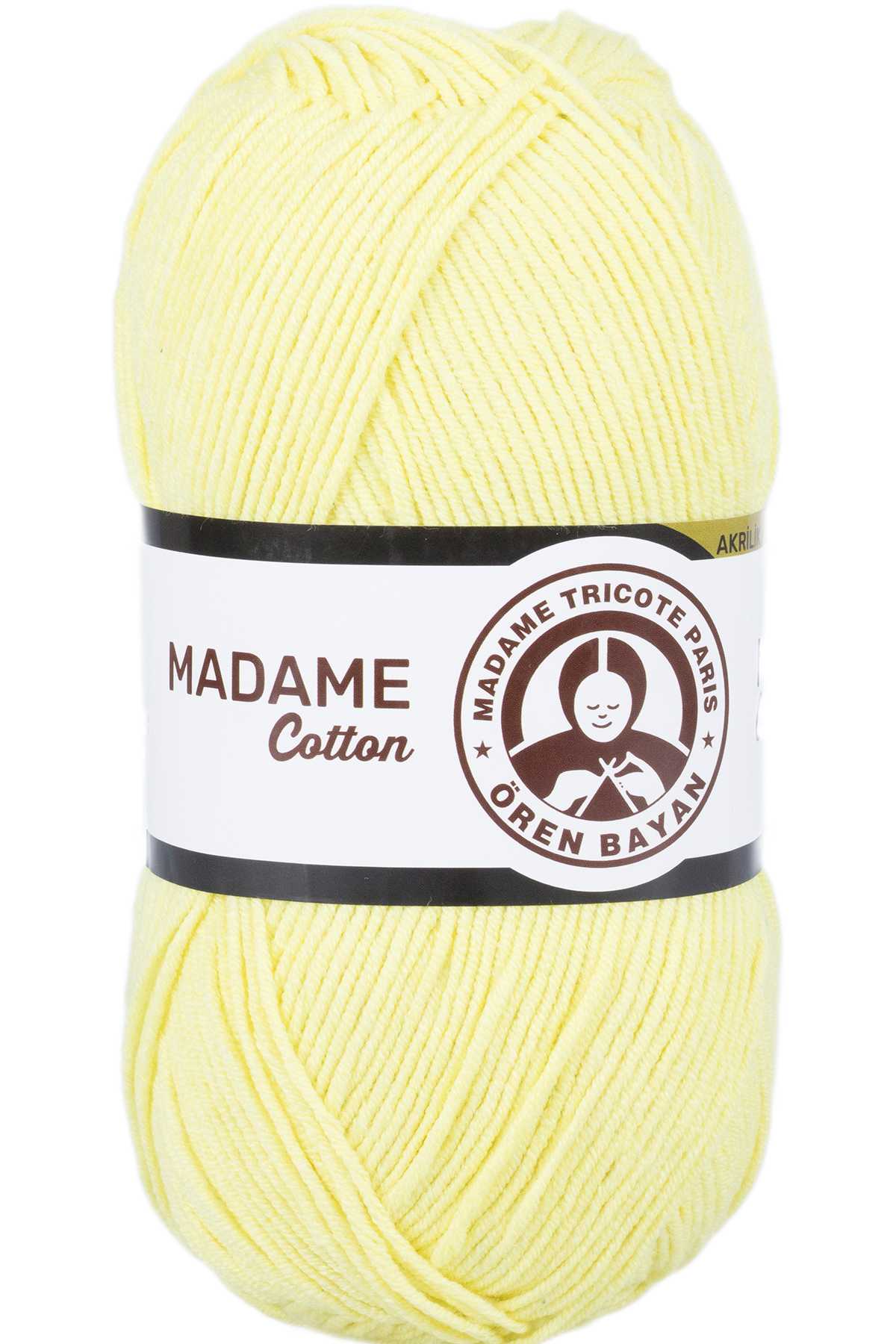 1 Adet Madame Cotton El Örgü İpi Yünü 100 gr 006 Açık Sarı - Lisinya