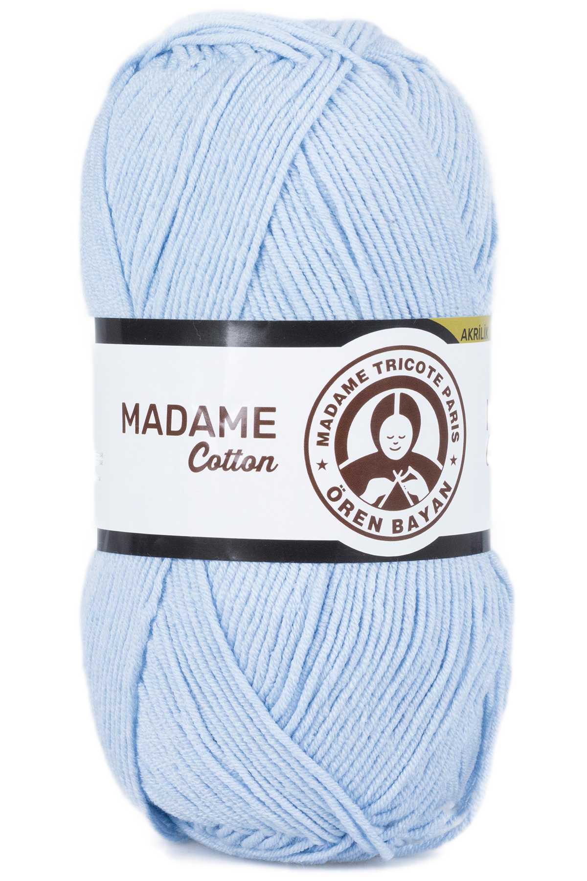 1 Adet Madame Cotton El Örgü İpi Yünü 100 gr 014 Bebe Mavi - Lisinya