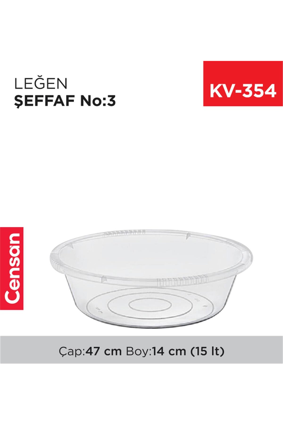 Şeffaf Leğen 3 No 15 Lt. Lisinya-E422 - Lisinya