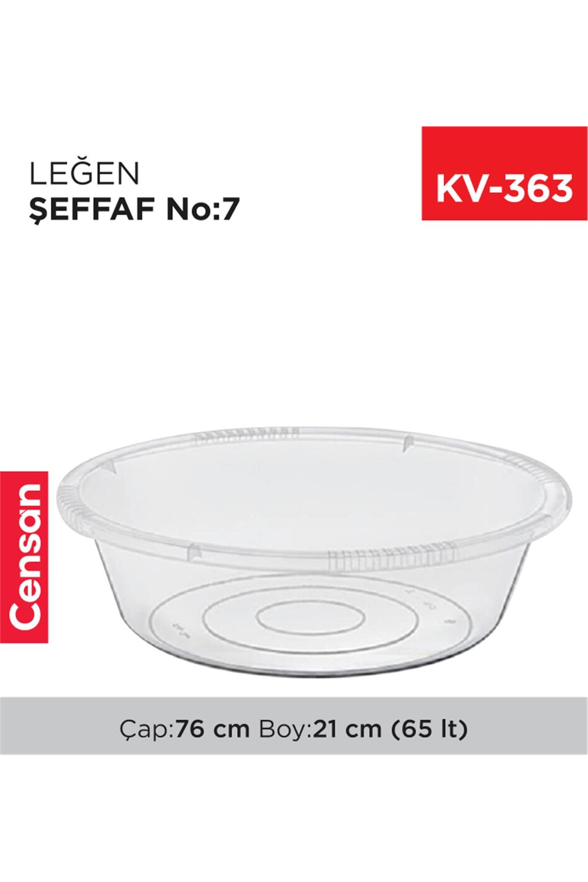 7 No Leğen Şeffaf Çamaşır Leğeni 65 Litre Lisinya-E426 - Lisinya