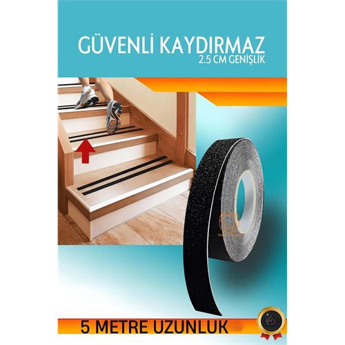 Lisinya Kuvarz Taşlı Kaydırmaz Bant 5 metre x 25 mm Merdiven Bandı - Lisinya