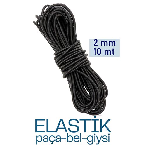 Lisinya Bel Paça Giysi Lastiği 2 mm 10 Mt SİYAH - Lisinya