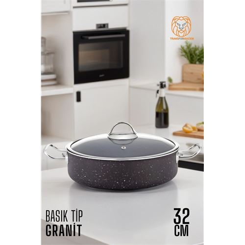 Lisinya Granit Döküm Basık Tencere 32 cm - Lisinya