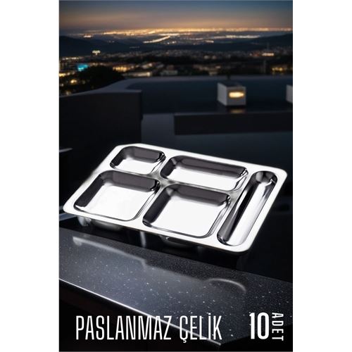 Lisinya Çelik Tabldot Tepsi 10 ADET - Lisinya