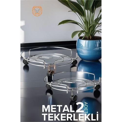 Lisinya Metal Saksı Altlığı Tekerlekli 2 li SET - Lisinya