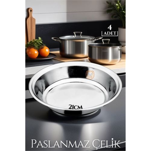 Lisinya 21 cm 4 LÜ Tabak Seti Paslanmaz Çelik B.Caprio Design - Lisinya