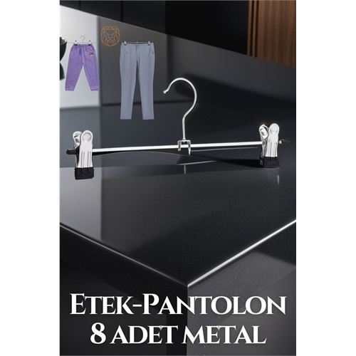 Lisinya Metal Etek Pantolon Eşarp Kıskaçlı Askı 8 Adet - Lisinya