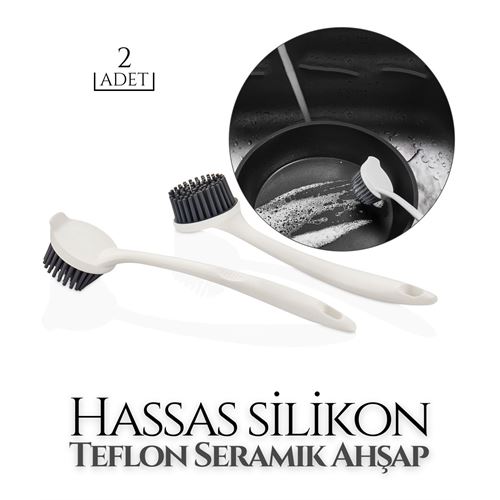 Lisinya Silikon Bulaşık Hassas Teflon Seramik Ahşap FırçasI Colico Design 2 li SET - Lisinya