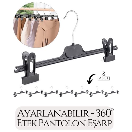 Lisinya Etek Pantolon Eşarp Kıskaçlı Askı 8 li SET - Lisinya