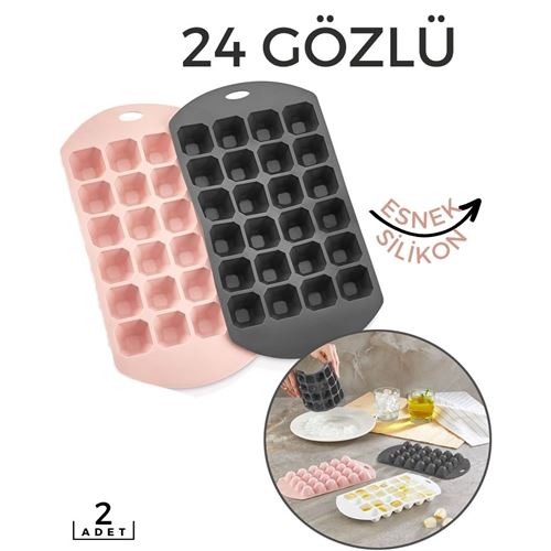 Lisinya Hızlı Buz Kalıbı 2 li 24 Bölme Esnek Silikon Sauvage Design - Lisinya