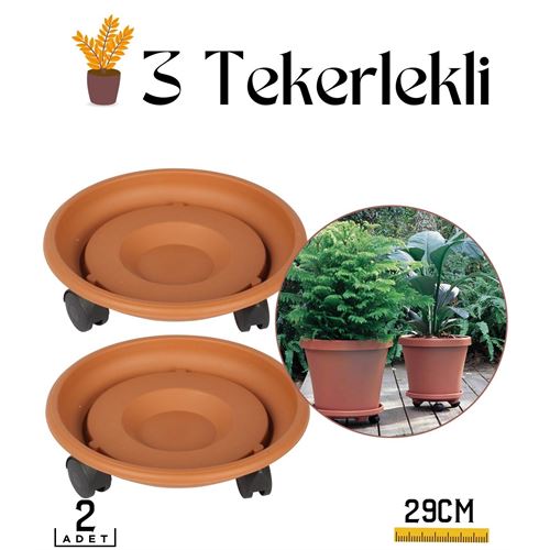 Lisinya 2 li Tekerlekli Saksı Altığı 29 CM Coadura Design Kahve - Lisinya