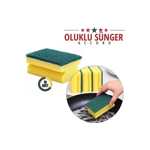 Lisinya Oluklu 10 Adet Bulaşık Süngeri Geniş Kullanımlı - Lisinya