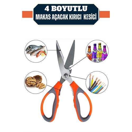 Lisinya Kuhn 4 Boyutlu Mutfak Makası Açacak Kırıcı Kesici - Lisinya