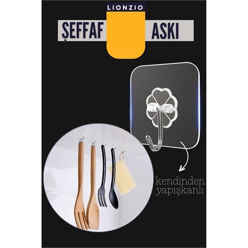 Lisinya Şeffaf Yapışkanlı Askı Lionzio Design - Lisinya