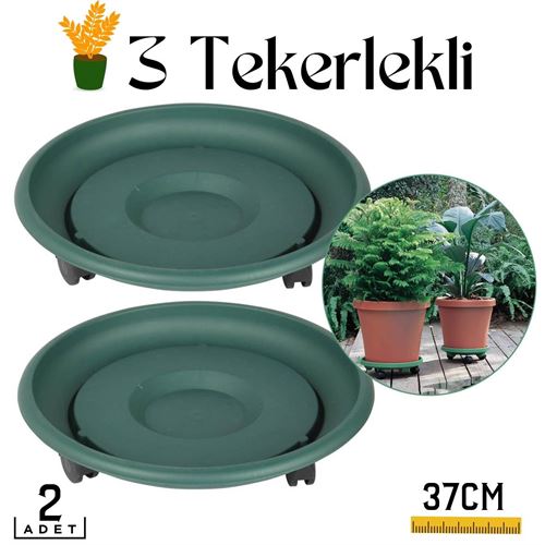 Lisinya 2 li Tekerlekli Saksı Altığı 37 CM Yeşil - Lisinya