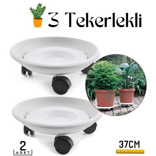 Lisinya 2 li Tekerlekli Saksı Altığı 37 CM Coadura Design Beyaz - Lisinya