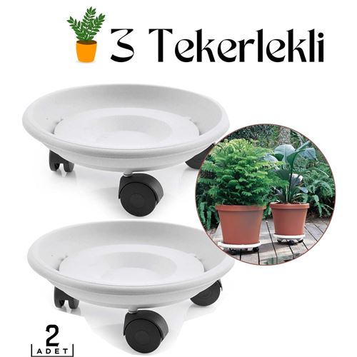 Lisinya 2 li Tekerlekli Saksı Altığı 25 CM Coadura Design Beyaz - Lisinya