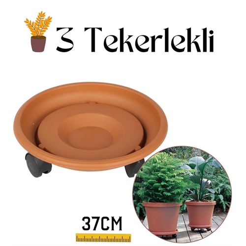 Lisinya Tekerlekli Saksı Altığı 37 CM Coadura Design Kahve - Lisinya