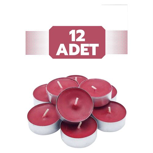 Lisinya TeaLights Yuvarlak Mum 12 ADET KIRMIZI - Lisinya