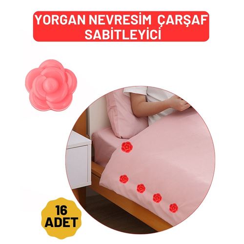 Lisinya Yorgan Çarşaf Kılıf Sabitleyici 16 Adet Çiçek Model - Lisinya