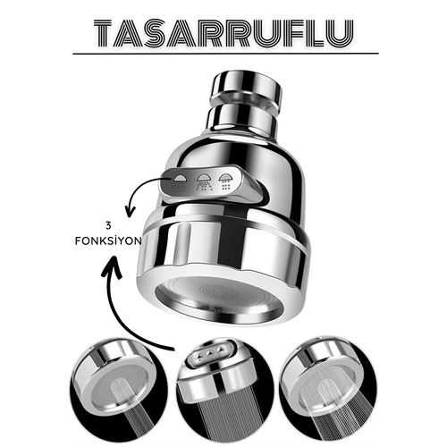 Lisinya 3 Fonksiyonlu Tasarruflu Musluk Başlığı Krom - Lisinya