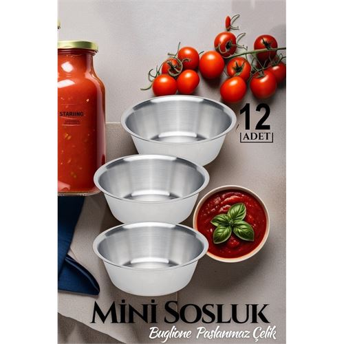 Lisinya 12 ADET Paslanmaz Çelik Mini Sos Kasesi  719216  Toptan Paket - Lisinya