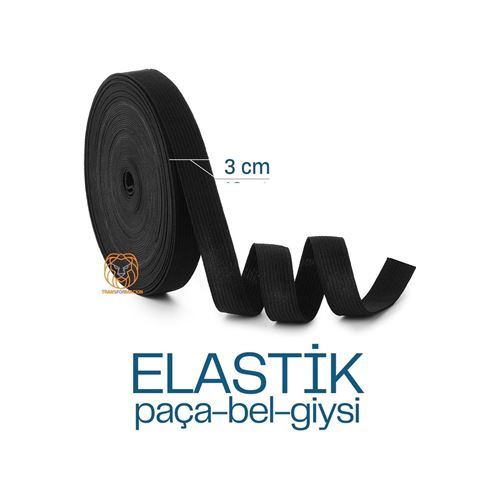 Lisinya 40 METRE Yassı Bel Paça Giysi Lastiği  3 cm SİYAH 720670 Toptan Paket - Lisinya