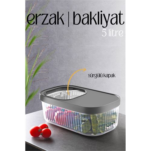 Lisinya MultiBox Erzak Bakliyat Kutusu Sürgülü Kapak 5 Litre - Lisinya