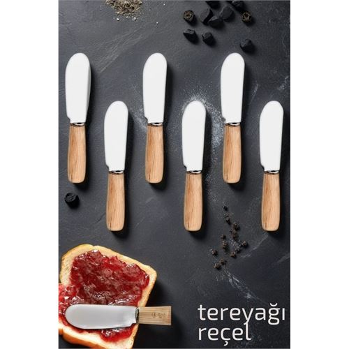 Lisinya Tereyağı Reçel Spatulası 6 Adet Ahşap Çelik - Lisinya