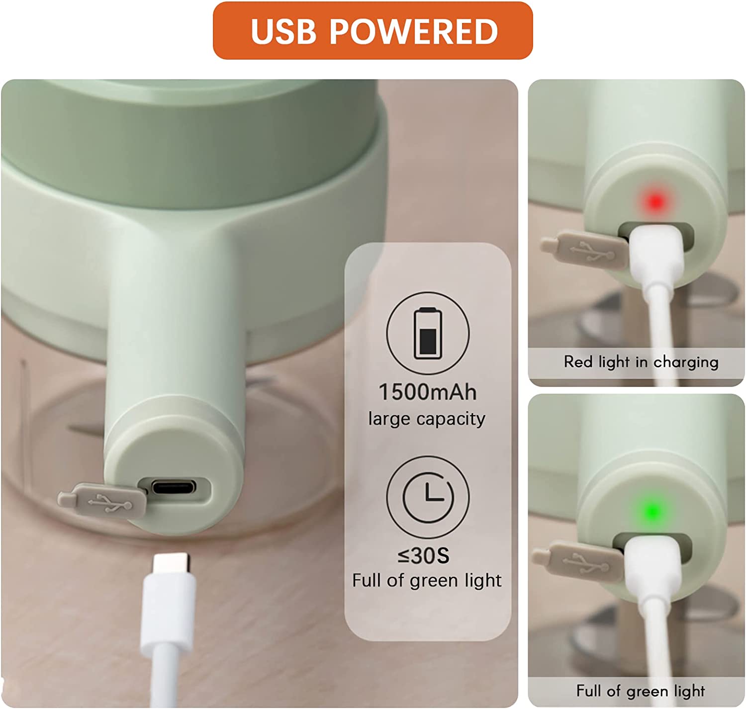 4 in 1 Usb Şarjlı Gıda Doğrayıcı Kablosuz Sebze Kesici Seti Sebze Doğrayıcı (4767) - Lisinya