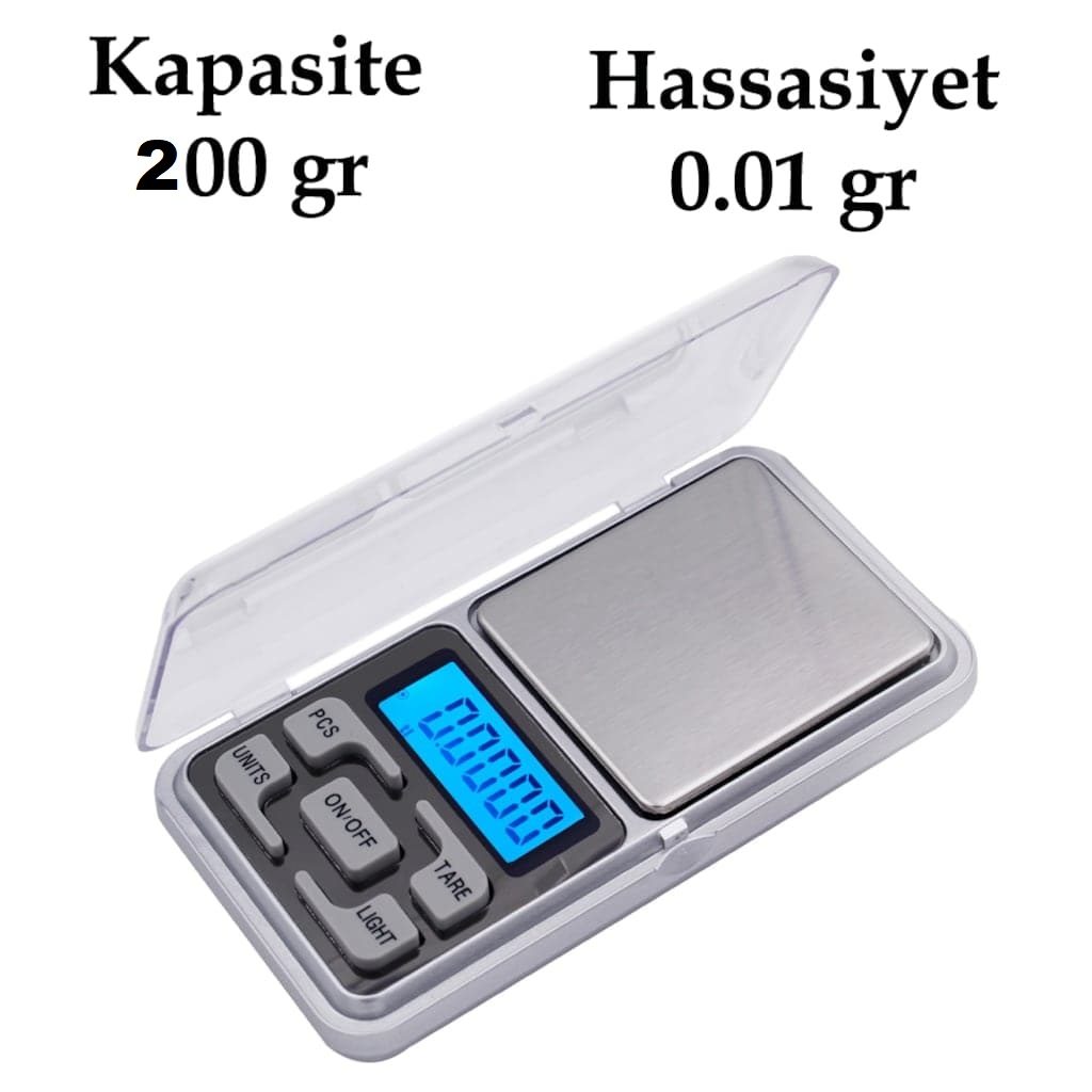 Dijital Hassas Elektronik Kuyumcu Cep Terazisi Tartı 200 gr /  0.01 gr (4767) - Lisinya