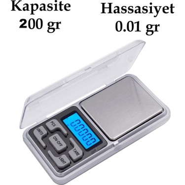 Dijital Hassas Elektronik Kuyumcu Cep Terazisi Tartı 200 gr 0.01 gr (4767) - Lisinya