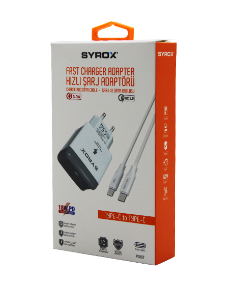 FAST CHARGER TYPE-C - TO - TYPE-C HIZLI SET EV ŞARJ ALETİ 3.0A 18W PD (4767) - Lisinya