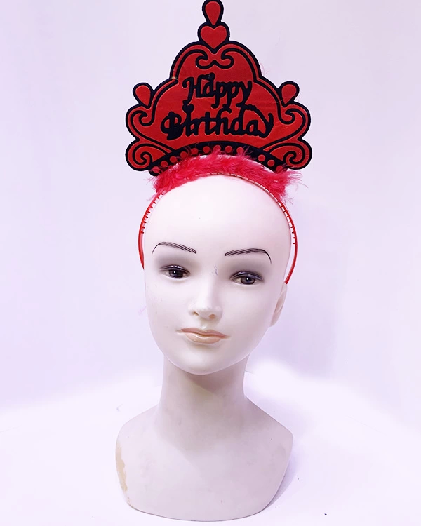 Happy Birthday Neon Kırmızı Renk Doğum Günü Tacı 24x15 Cm - Lisinya