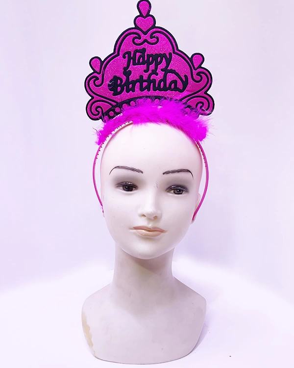 Happy Birthday Neon Fuşya Renk Doğum Günü Tacı 24x15 Cm - Lisinya