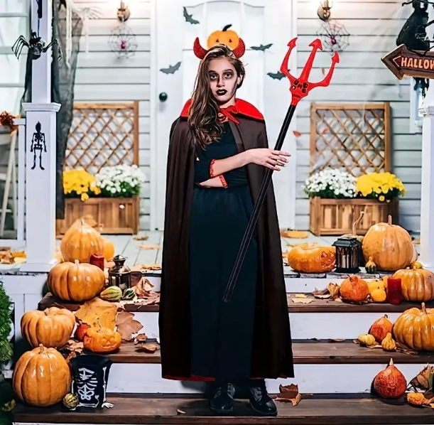 Kırmızı Renk Halloween Cadılar Bayramı Çatal 107 Cm - Lisinya